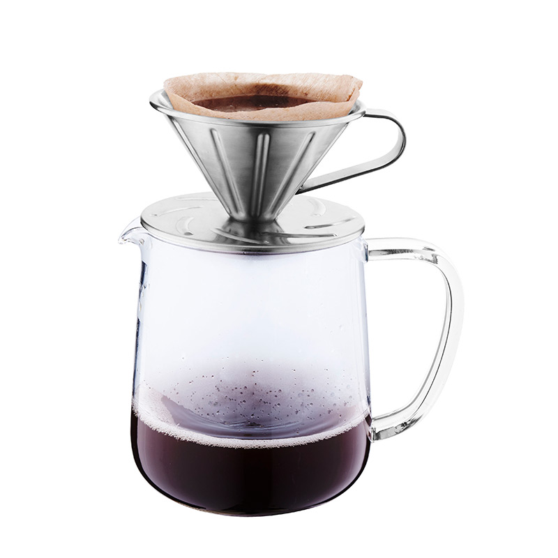 Servidor de café carafe de 700 ml con gotero de café de acero inoxidable de una sola pared