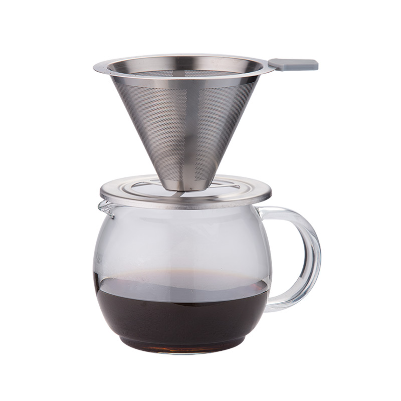 Servidor de café carafe de 700 ml con gotero de café de acero inoxidable de doble pared