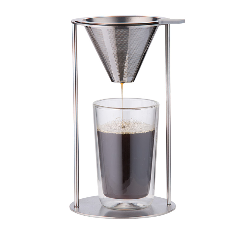 1 Cup coffee Dripper with Holder + 350ml Double Wall Glass Mug