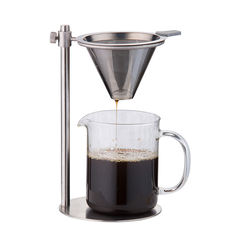 Goteo de café con soporte + vaso de 600ml con mango de vidrio