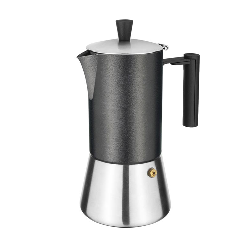 2 Cup Stianløs Steel italiensk kaffe Maker i Ristretto Design Induksjon Compatible