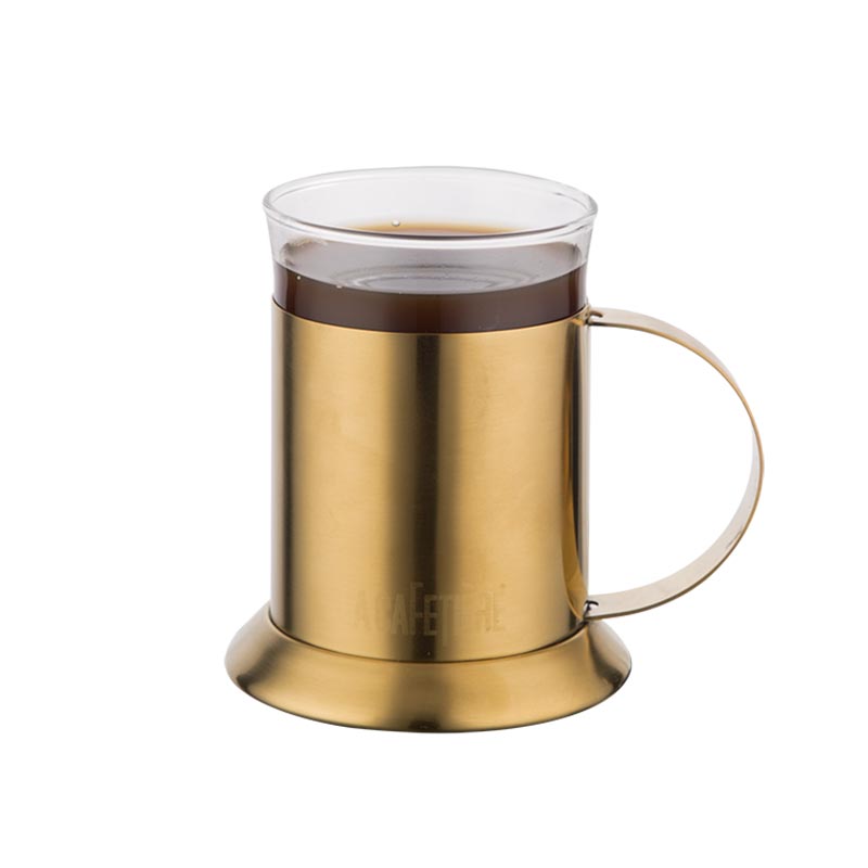 7 Oz Stainless Steel & Glass Latte Mug