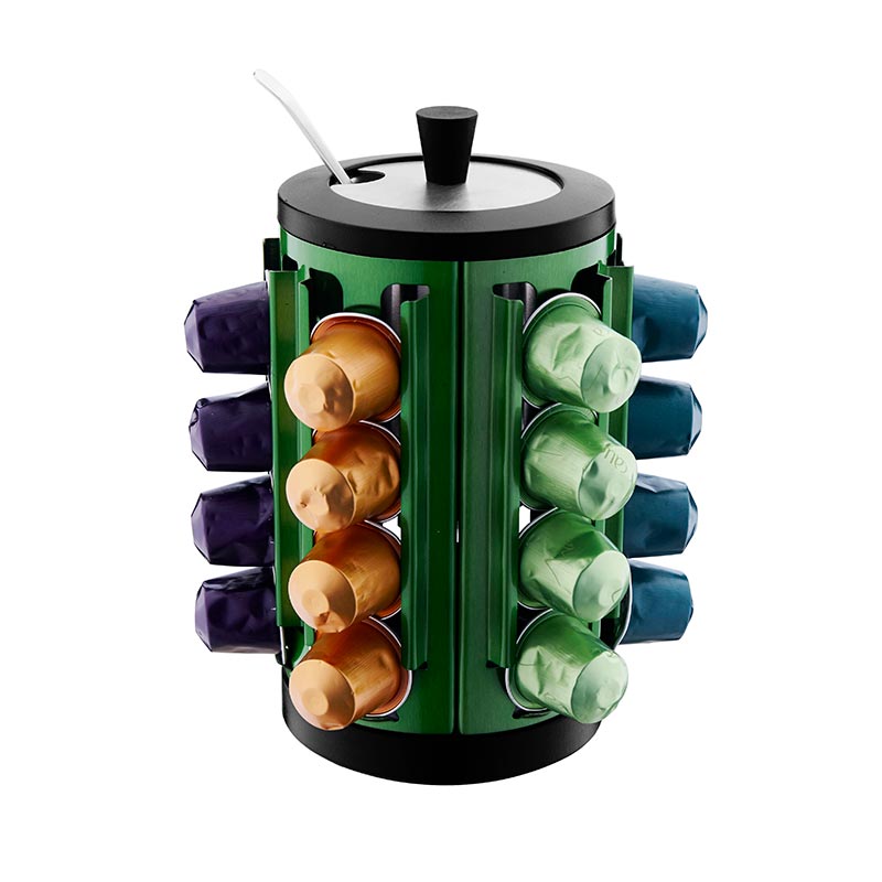 Roestvrij staal Carousel Koffie Capsules Houder Organizer Stand met Suikerlepel en Container