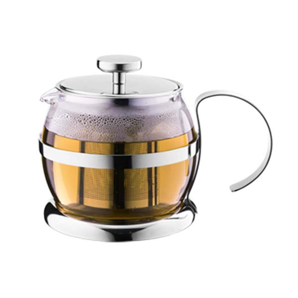 41 Ounce Glass Kettle'i taşınabilir Stable Steel Infuser ile