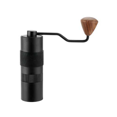 Aluminium Alloy Cylindrical Hand Crank Coffee Mill with Wood Knob