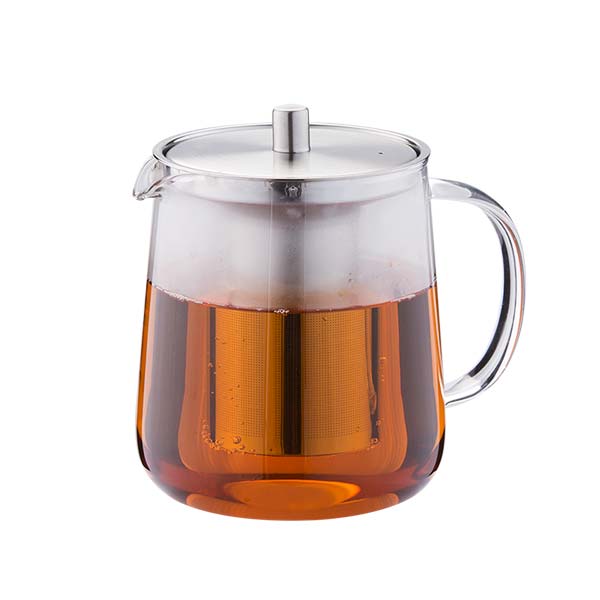 Glaskessel mit abnehmbarem Edelstahl Infuser für blühenden Tee