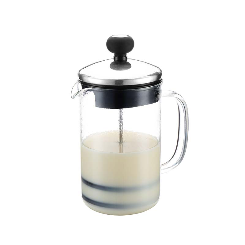 400ml glas manuell mjölk handhållen kaffeskumbehållare med handtag