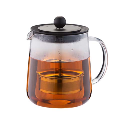 Théière en verre de 34 OZ avec remplissage amovible en acier inoxydable pour le thé en vrac