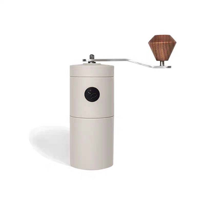 Trituradora de café de manivela de Burr de cerámica con poste de madera