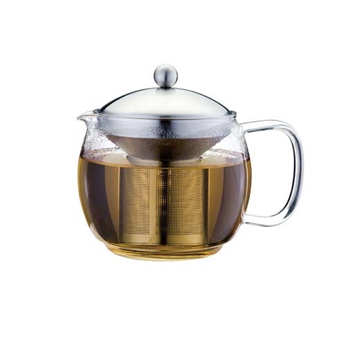 Juego de té de vidrio y metal de 1500ml, con burbujeador