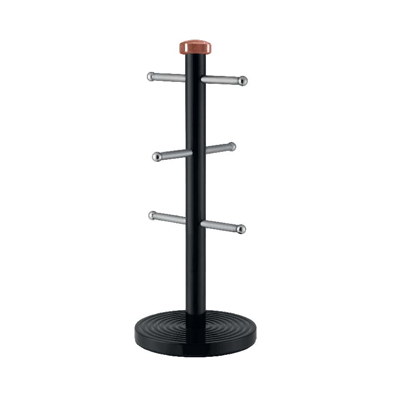 Black Stainless Steel Mug Holder Tree for Counter with 6 Hooks