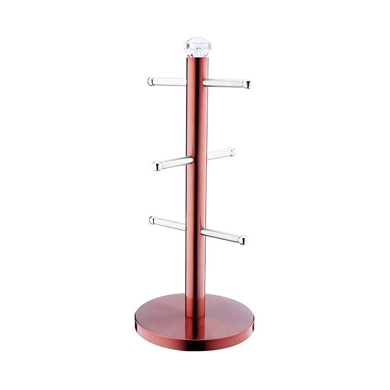 Вертикална стойка за чаша от неръждаема стомана за брояч с 6 куки