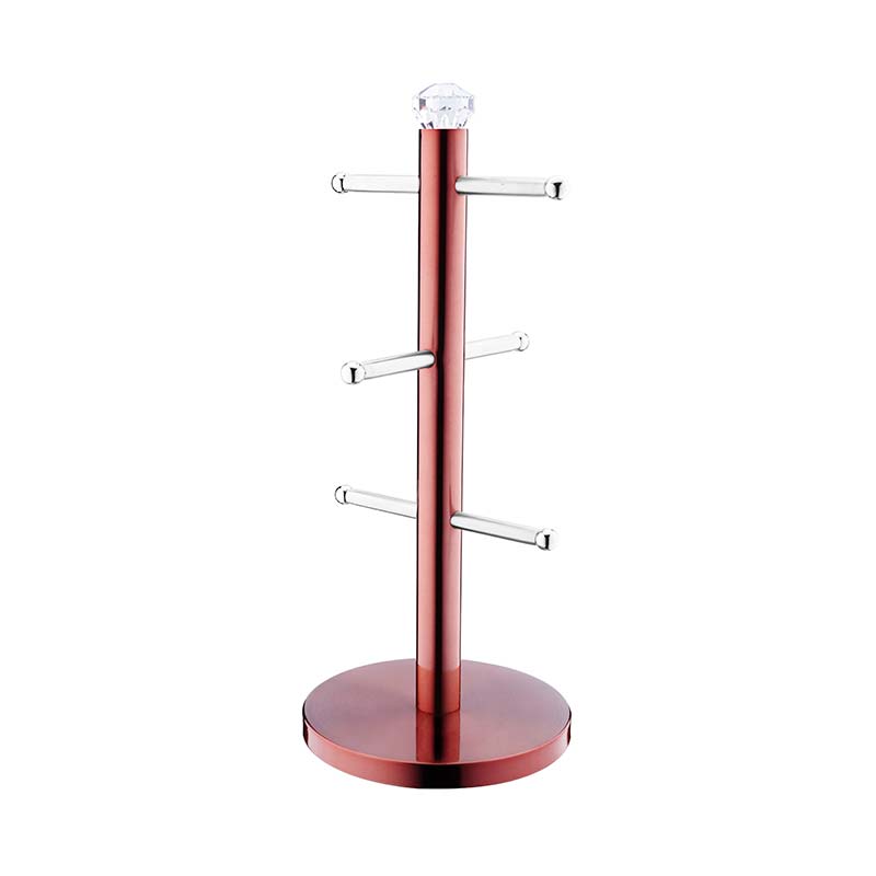 Verticale Stainless Steel Mok Stand voor Counter met 6 Haken