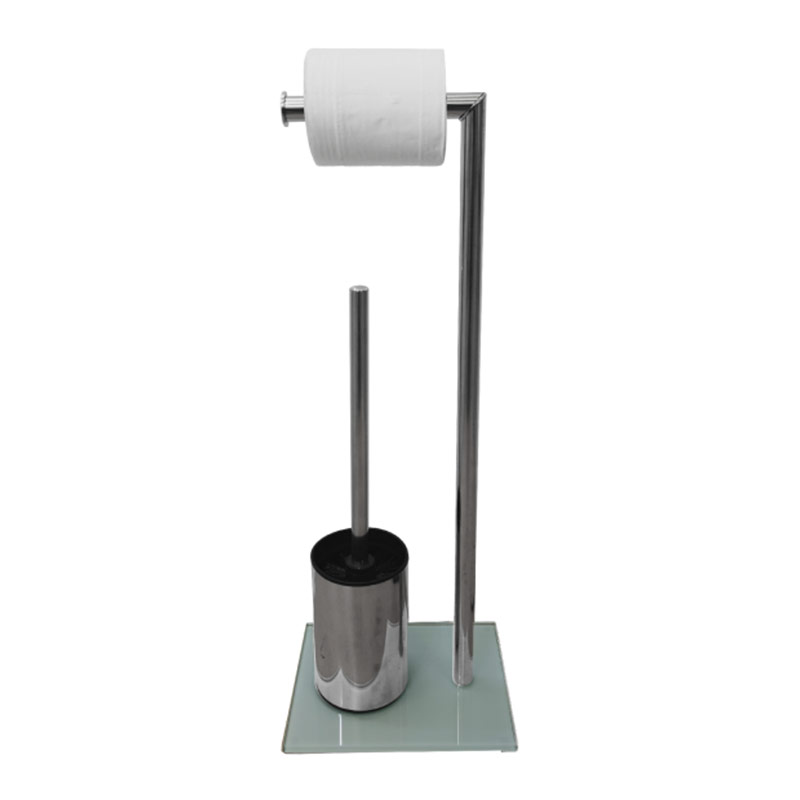Kitchen and Bathroom Standing Paper Towel Roll Holder with Toilet Brush Set