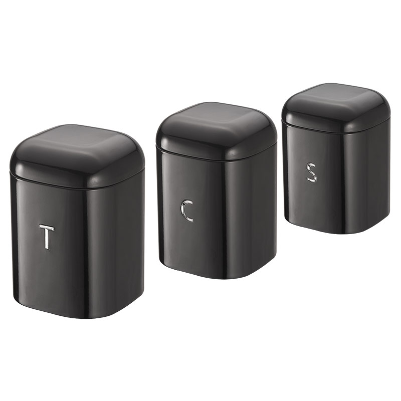 Set of 3 Pieces Square Shape Airtight Carbon Seal Can