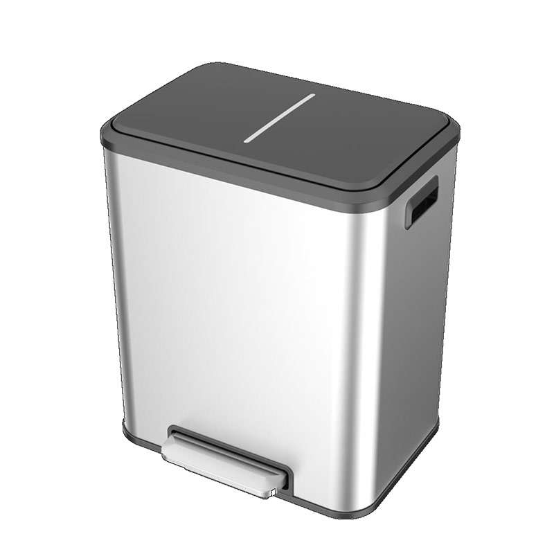15l + 15l contenedor de basura de pedal de circulación de cocina con dos forros desmontables