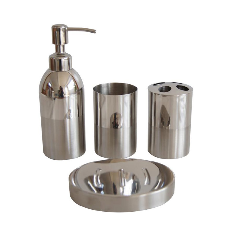 Set van 4 Borstel Afgewerkt Cilindrische Badkamer Accessoires Sets