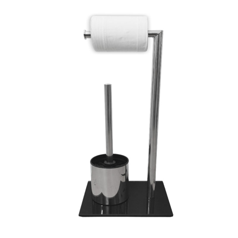 Kitchen and Bathroom Standing Paper Towel Roll Holder with Toilet Brush Set