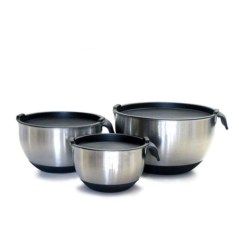 Bowls Pencampuran Besi Tanpa Stainless Set dengan Lids and Handle