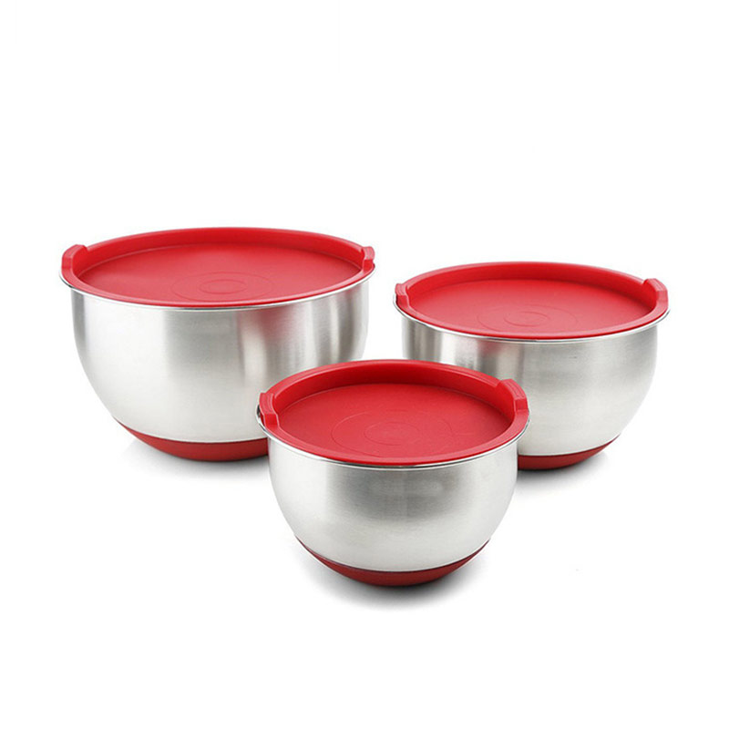 Bowls Pencampuran Besi Tanpa Stainless Set dengan Lids