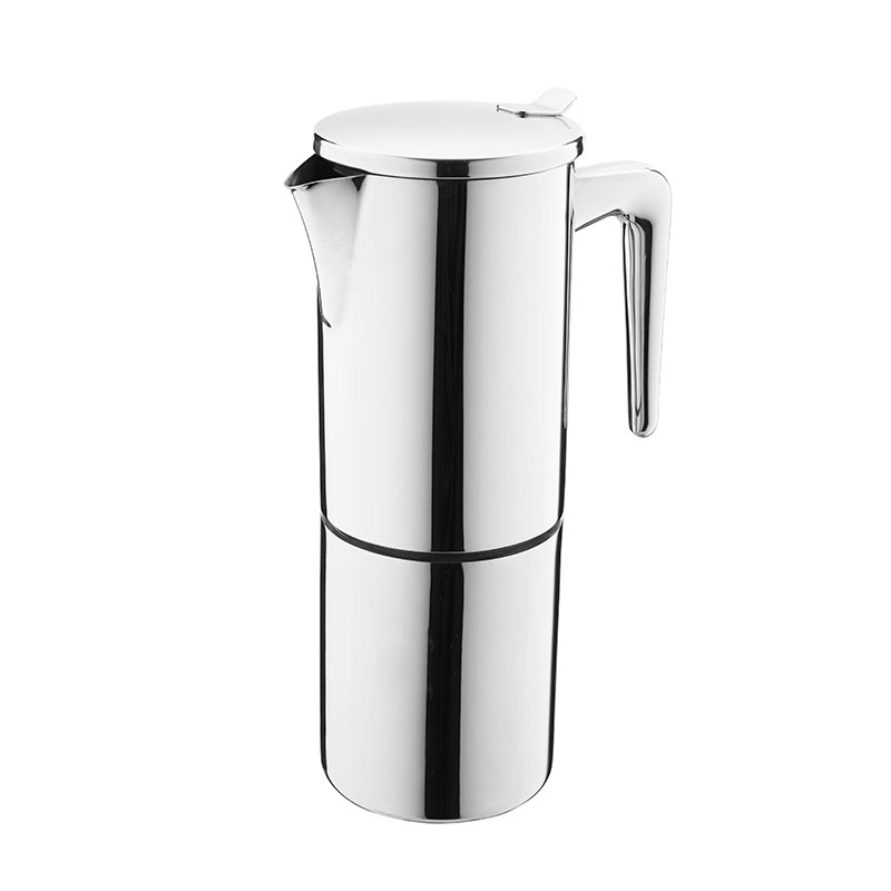 Cuatro tazas de café espresso italiano Moka de acero inoxidable diseñadas por ristretto, compatibles por inducción