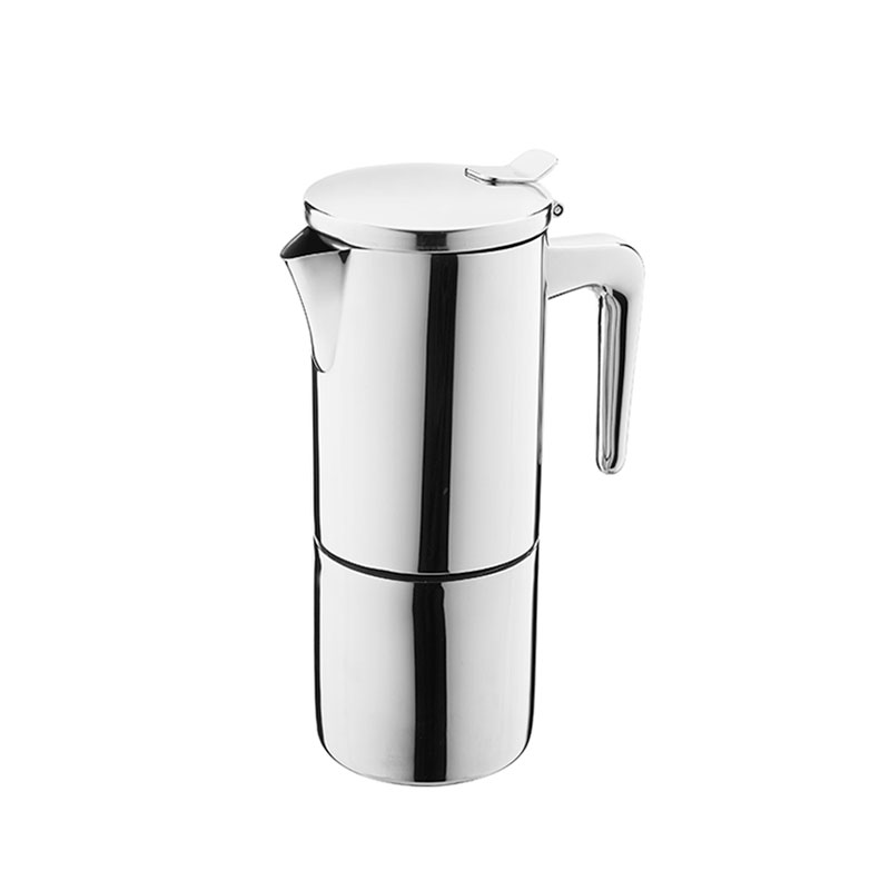 Cuatro tazas de café espresso italiano Moka de acero inoxidable diseñadas por ristretto, compatibles por inducción