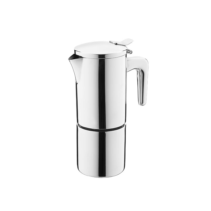 4 Tazze Stianless Steel Moka Espresso Pot in Ristretto Design Induzione Compatibile