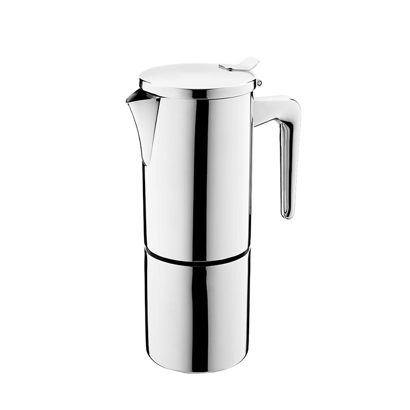 4 Cup Stianless Steel Moka Espresso Pot in Ristretto Design Induction Compatible