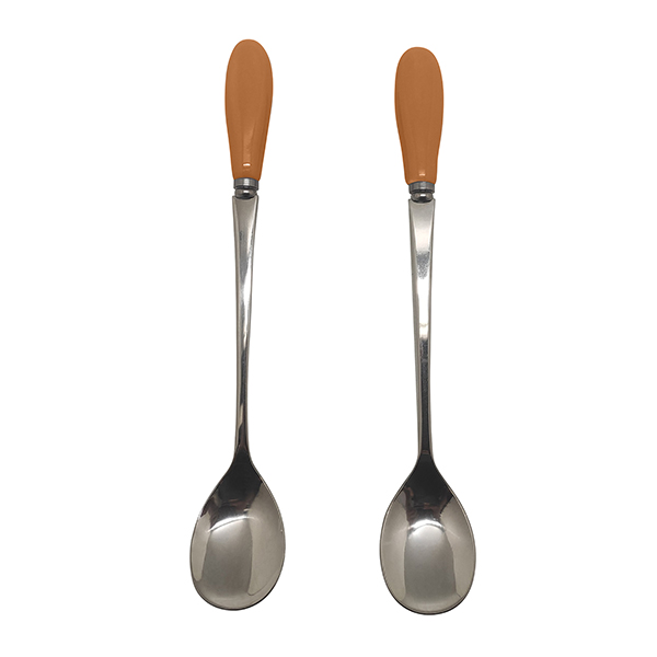 Set of 2 Stainless Steel Mixing Spoon with Porcelain Handle