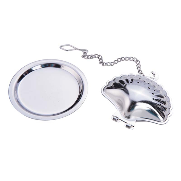 Seashell Shaped Mesh Tea Strainer with Chain and Drip Trays