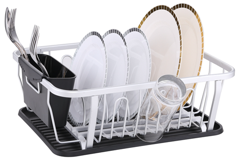 Aluminum Dish Drying Rack with Dish Rack,Cutlery Holder, Drip Tray and Cup Holder