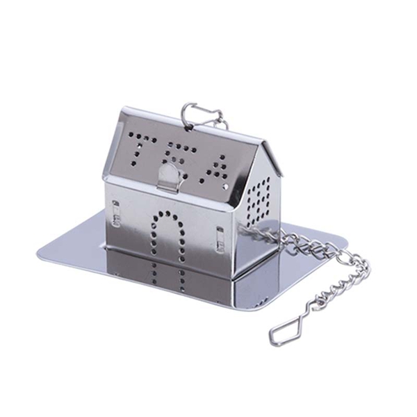 House Shaped Tea Strainer med kedja och droppbrickor