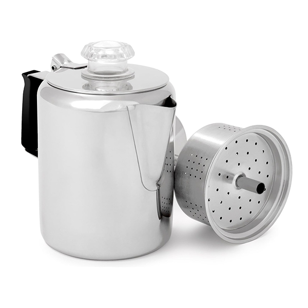 Outdoors 9Cup Percolator Coffee Pot Stainless Steel for Brewing Coffee Over Stove and Fire