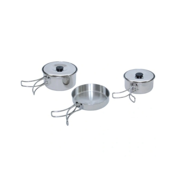 Camping Durable Cookware Pot 3-Piece Compact