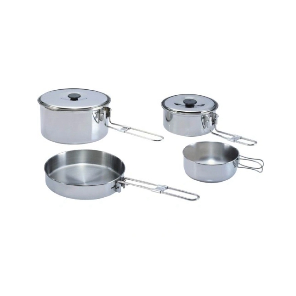 Camping Durable Cookware Pan Set di 4 Compact