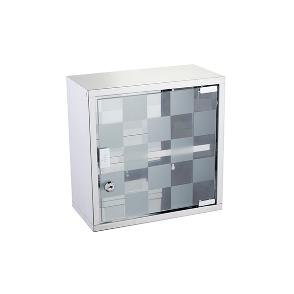 Bathroom Square Recessed Medicine Cabinet with Pattern on the Glass