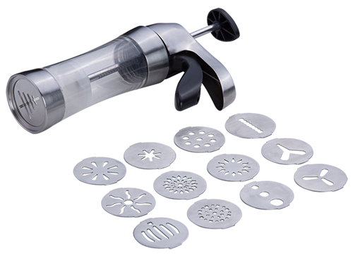 Stainless Steel Cookie Press Gun with 12 Discs