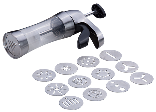 Stainless Steel Cookie Press Gun med 12 disks