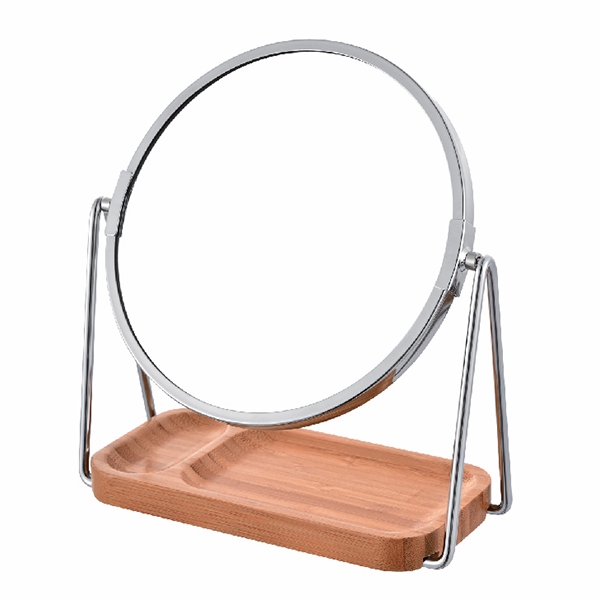 2X/3X/5X Double Sided Magnified Tabletop Mirror with Natural Bamboo Base