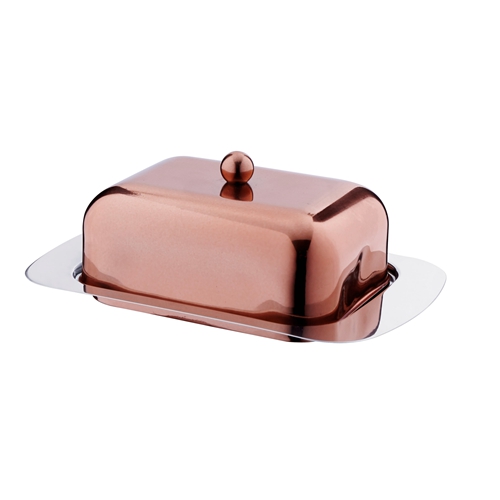 Stainless Steel Rectangle Butter Dish with Knob