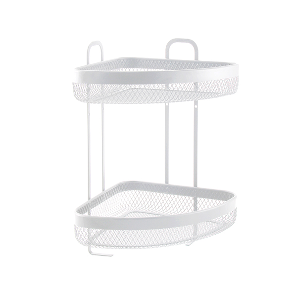 2 Tier Shower Corner Rack with Hooks