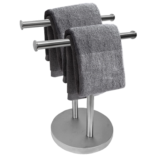 Porte - serviette de bain en forme de t à double couche autoportant en acier inoxydable