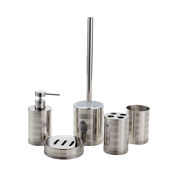5pc Stainless Steel Bathroom Accessory Set Complete