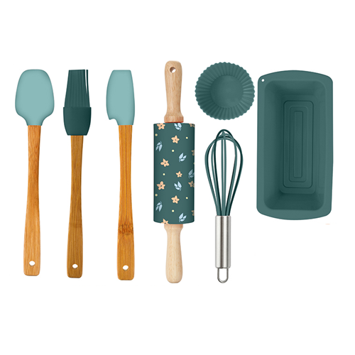 12 Piece Bakeware-aksjoner (inkludert Rolling Pin + Egg Whick + Spatula + Brush + Cupcake mold + kakemod)