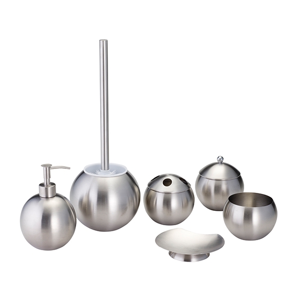 6pc Stainless Steel Bathroom Accessory Set Complete