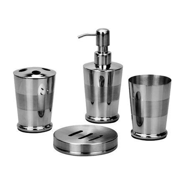 4 Pcs Shiny Bathroom Accessories Set with Soap Dispenser