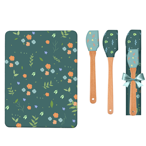 3 Piece Silicone Baking Sets  ( Included Spatula x2pcs + Mat x1pc)