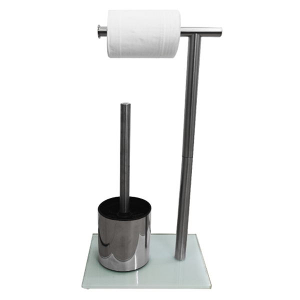 Bathroom Standing Paper Towel Roll Holder with Toilet Brush Set