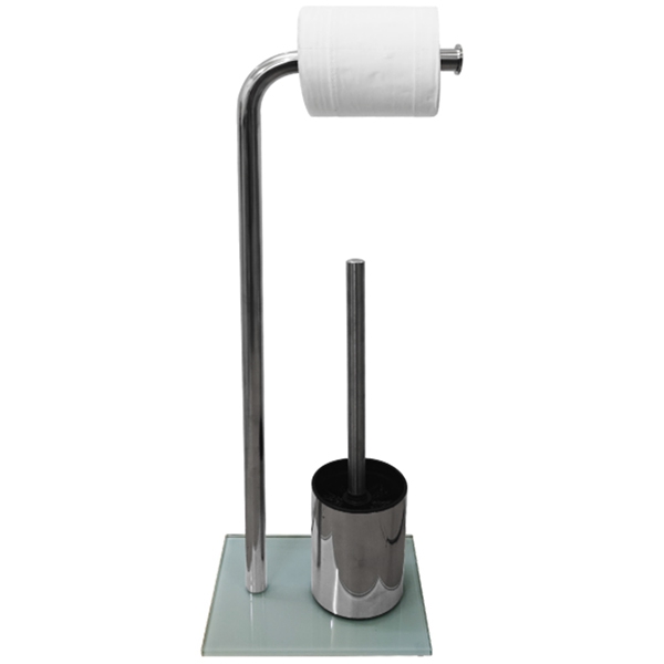 Bathroom Standing Paper Towel Roll Holder with Toilet Brush