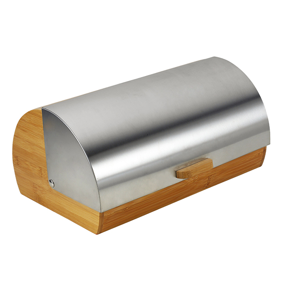 Stainless Steel Bread Bin with Multi Use Wooden Cutting Board